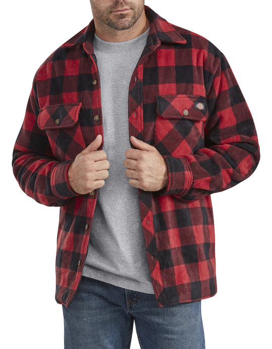 Dickies Mens Relaxed Fit Icon Micro Fleece Quilted Shirt Jacket