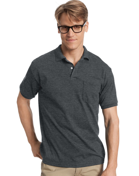 Hanes Cotton-Blend Jersey Men's Polo with Pocket