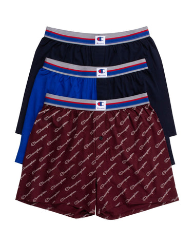 Champion Mens Everyday Comfort Cotton Stretch Knit Boxers 3-Pack