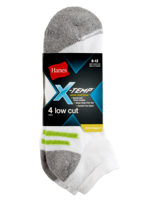 Hanes Men`s X-Temp Arch Support Low Cut Socks 4-Pack