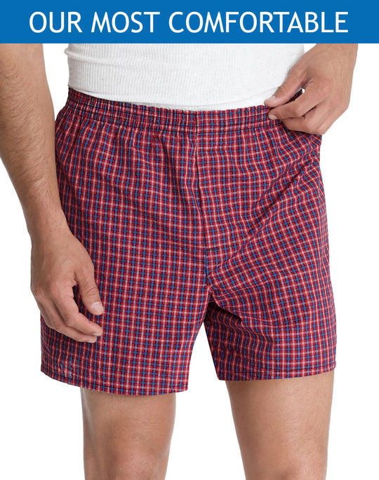 Hanes Classics Men's Yarn Dye Exposed Waistband Boxer 5-Pack