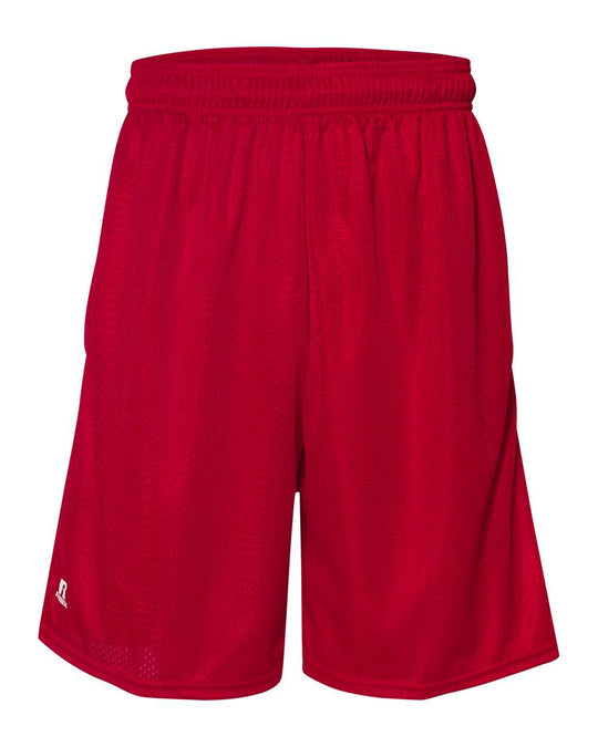 Russell Athletic 9 Dri-Powe Tricot Mesh Shorts with Pockets, XL, True Red