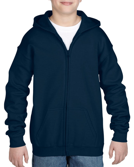 Gildan Youth Heavy Blend Full Zip Hooded Sweatshirt, S, Red