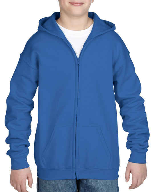 Gildan Youth Heavy Blend Full Zip Hooded Sweatshirt, S, Red