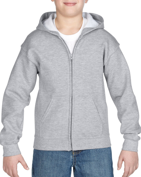 Gildan Youth Heavy Blend Full Zip Hooded Sweatshirt, S, Red