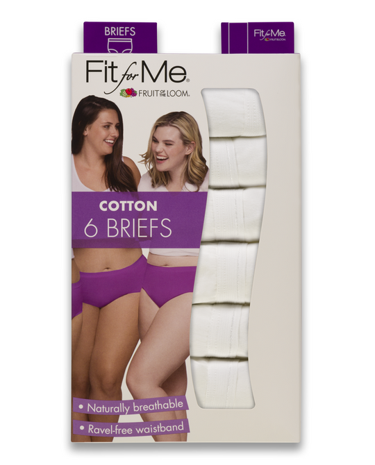 Fruit Of The Loom Womens Fit for Me White Briefs 6 Pack