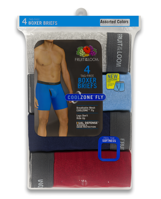 Fruit Of The Loom Mens Coolzone Extended Sizes Boxer Briefs 4 Pack