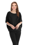 Womens Solid Bamboo Comfortable Loose Fit Dolman Batwing Sleeve Top - USA