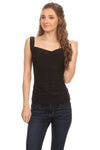 Womens Ruched Neckline Padded Sleeveless Tank Top