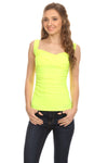 Womens Ruched Neckline Padded Sleeveless Tank Top