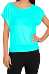 Womens Basic Casual Cap Short Sleeve Loose Fit Crew Neck Tee Shirt