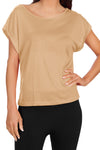Womens Basic Casual Cap Short Sleeve Loose Fit Crew Neck Tee Shirt