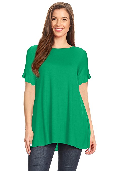 Womens Striped Loose Fit Short Sleeve Tunic Top