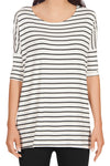 Womens Striped Loose Fit Short Sleeve Tunic Top
