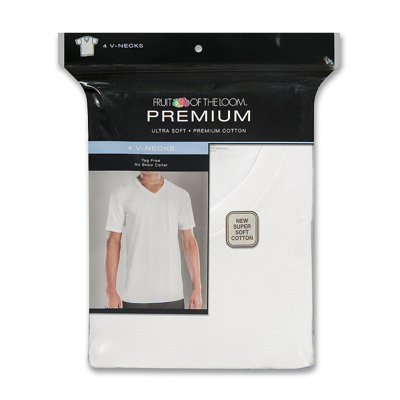 Fruit of the Loom Premium Men’s 4-Pack Premium Cotton V-Neck T-Shirts