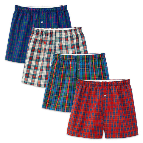 Fruit of the Loom Premium Men’s 4 Pack Premium Cotton Woven Boxers