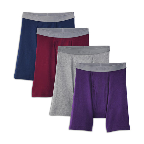 Fruit of the Loom Premium Men’s 4 Pack Premium Cotton Assorted Boxer Briefs