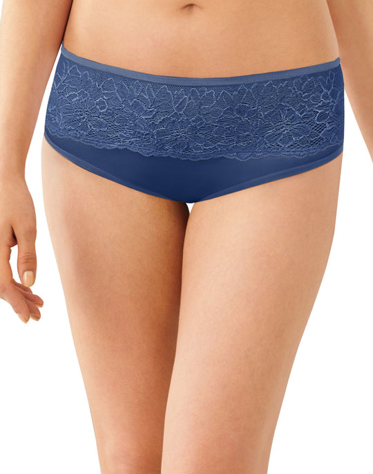 Bali Women's Comfort Indulgence Satin with Lace Modern Hipster